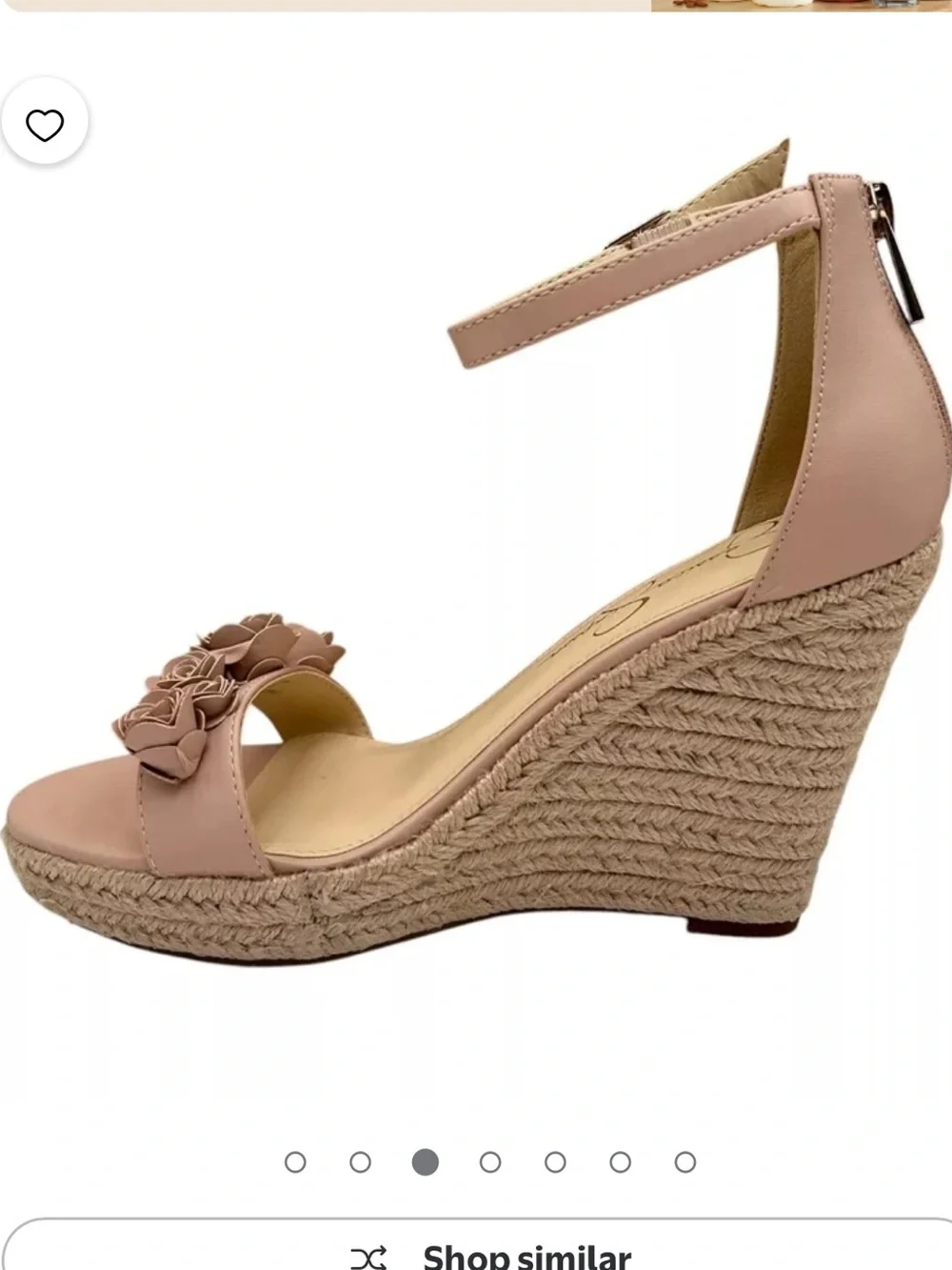 Jessica Simpson Blush Pink Espadrille Wedge Sandals with Floral Accents